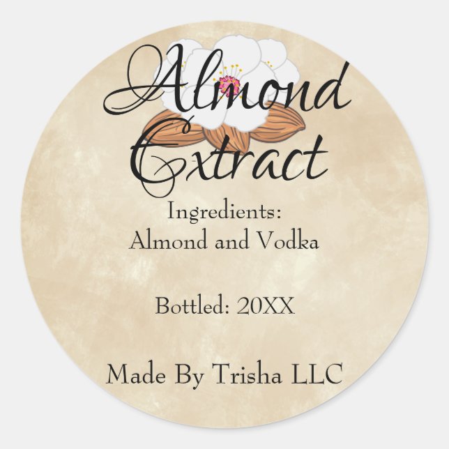 Custom Almond Extract Oil Label (Front)
