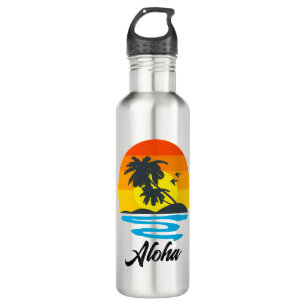 Custom Aloha Tropical Hawaiian Stainless Steel Water Bottle