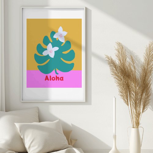 Custom aloha yellow tropical modern wall poster