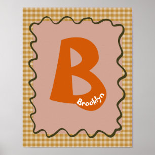 Custom Alphabet Letter B Poster Nursery Wall Art 