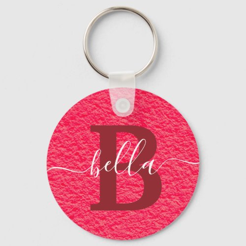 Custom Alphabets Letters With Pink Background  Keychain