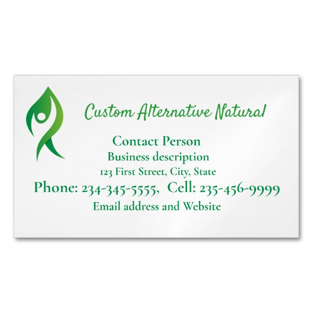 Custom Alternative Natural Health Pain Therapeutic Business Card Magnet (Front)