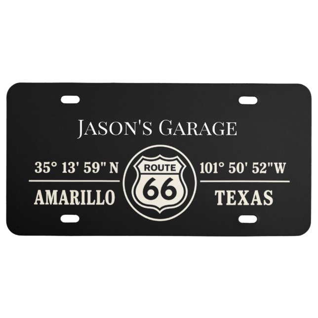 Custom Amarillo Route 66 Garage Plate (Front)