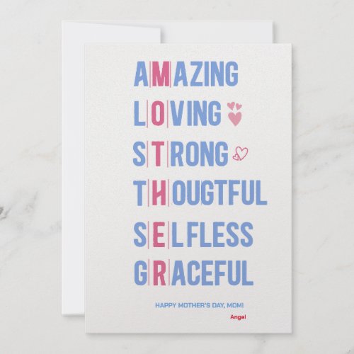 Custom Amazing Mom Personalized Mothers Day Card