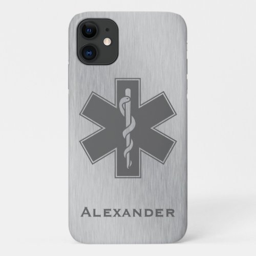Custom Ambulance Black and White Star of Life iPhone 11 Case