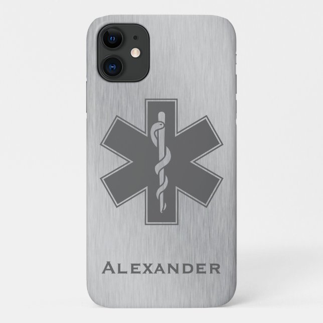 Custom Ambulance Black and White Star of Life Case-Mate iPhone Case (Back)
