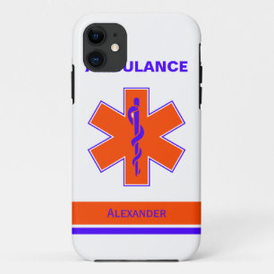Custom Ambulance Orange and Blue Star of Life iPhone 11 Case