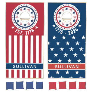 Custom America 250 Vintage Flag Stars 1776 Cornhole Set
