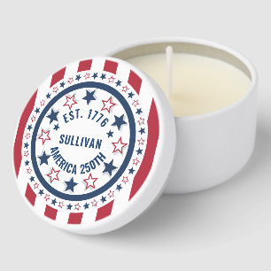 Custom America 250 Vintage Patriotic Flag Mini Candle Favors