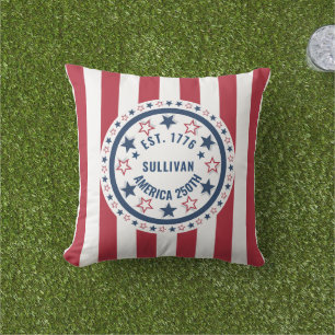Custom America 250 Vintage Patriotic Flag Outdoor Pillow