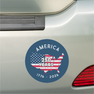 Custom America 250 Years 1776–2026 USA Map Flag Car Magnet