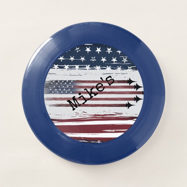 Custom American flag airplane aircraft Wham-O Frisbee (Front)