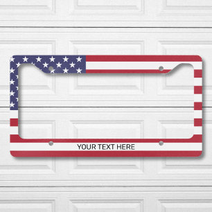 Custom American Flag And Text License Plate Frame