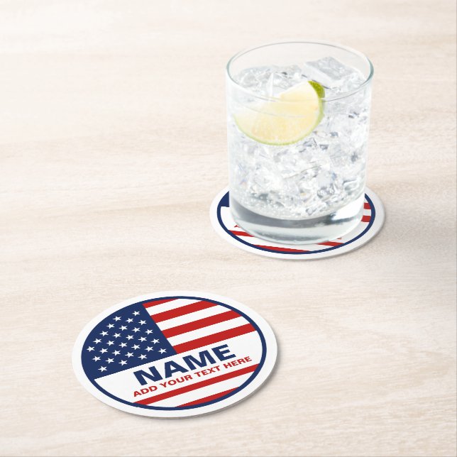 Custom American Flag Election Campaign  Round Paper Coaster (Insitu)