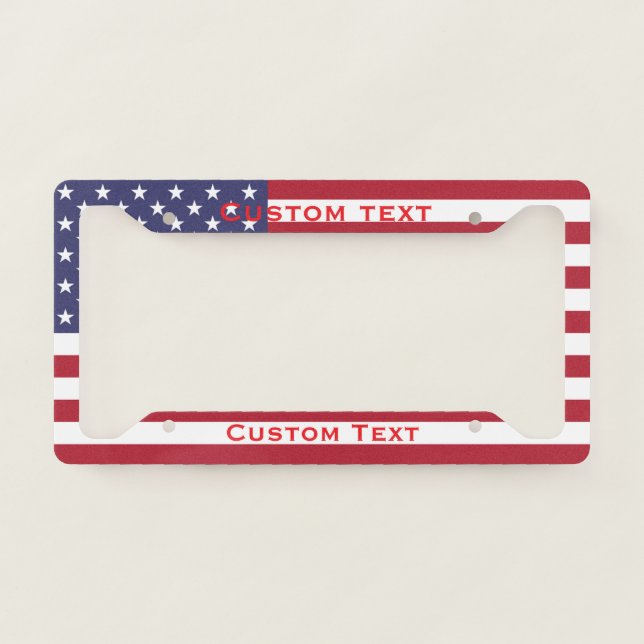 Custom American Flag License Plate - Personalized Frame (Front)