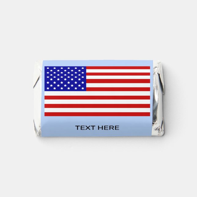 Custom American Flag on Light Blue Hershey's Miniatures (Front)