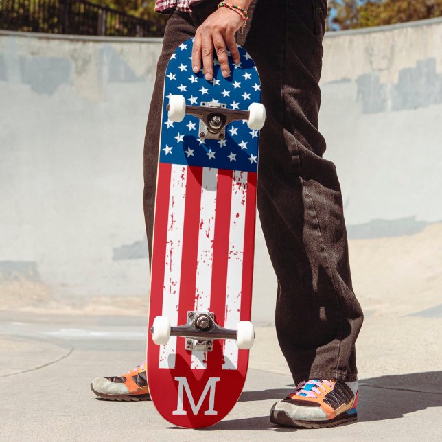 Custom American Flag Patriotic Personalized Skateboard (Creator Uploaded)