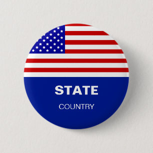 Custom American Flag & Personalized Text Button