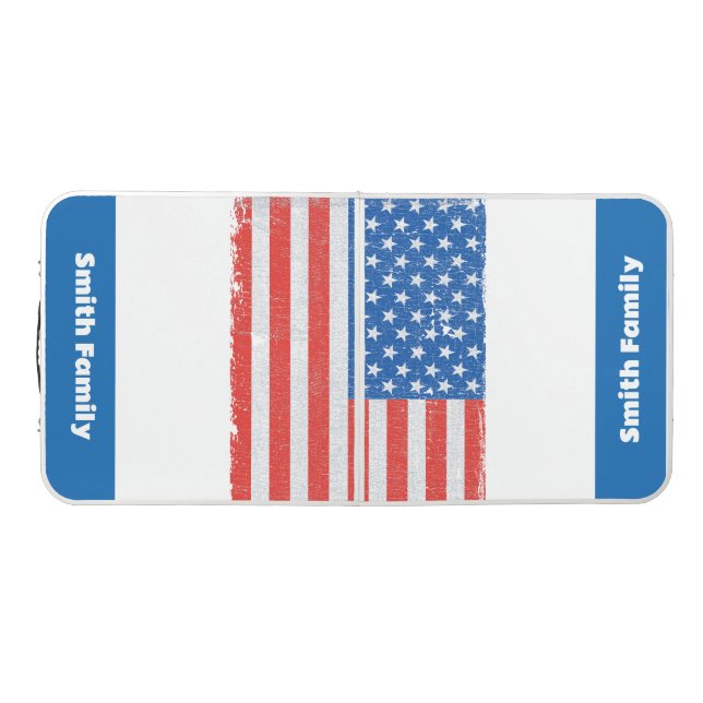 Custom American Flag Pong Table USA  (Top)