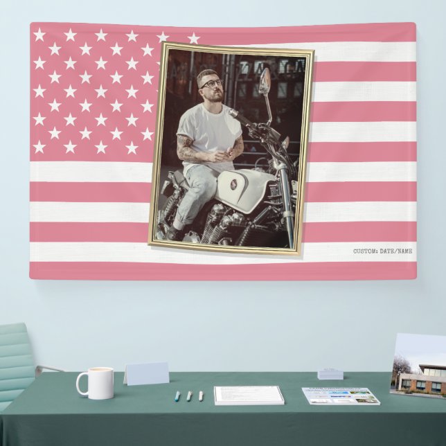 Custom American Flag with Your Photo, USA Decor Banner (Tradeshow)