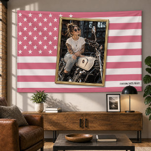 Custom American Flag with Your Photo, USA Decor Banner