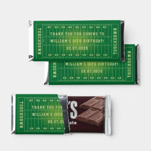 Custom American Football Field Kids Birthday Hershey Bar Favors