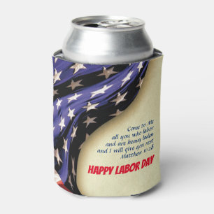 Custom American LABOR DAY Can Cooler