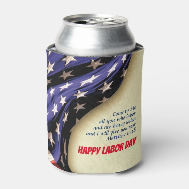 Custom American LABOR DAY Can Cooler (Can Front)