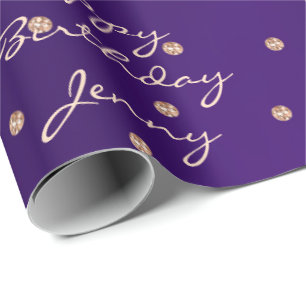 Custom Amethyst Purple Rose Gold Crystal Swarovski Wrapping Paper