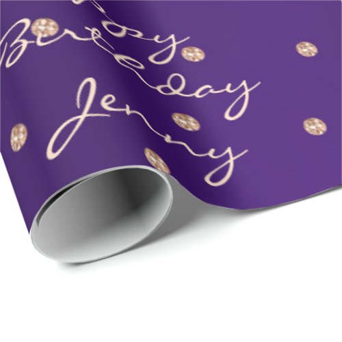 Custom Amethyst Purple Rose Gold Crystal Swarovski Wrapping Paper