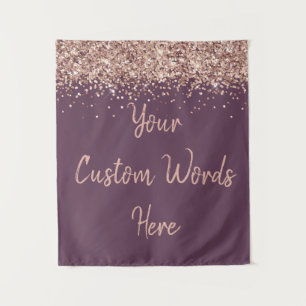 Custom Amethyst Rose Gold Birthday Party Photo Tapestry