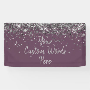 Custom Amethyst & Silver Customized Birthday Party Banner