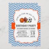 Custom an all-star sport birthday party invitation (Front/Back)