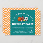 Custom an all-star sport birthday party invitation (Front/Back)