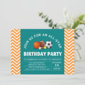 Custom an all-star sport birthday party invitation (Standing Front)