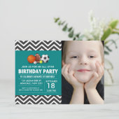 Custom an all-star sport birthday party photo invitation (Standing Front)