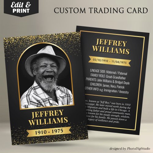 Custom Ancestor Trading Card, Family Heritage Card