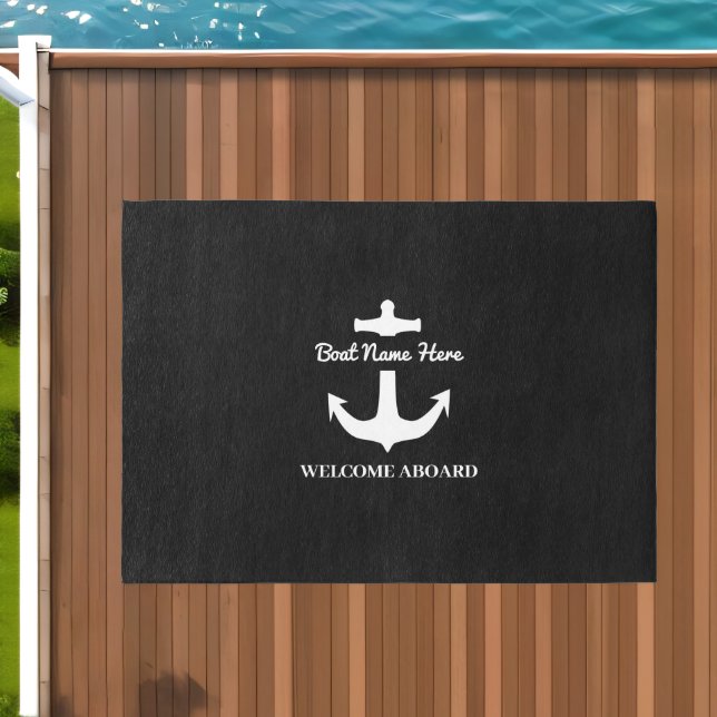 Custom Anchor Black Bath Mat Boat Name Welcome (Insitu (Outdoor 1))