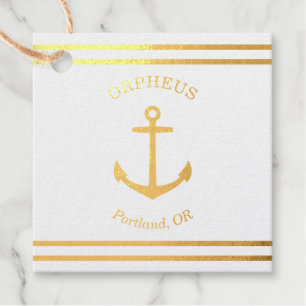 Custom Anchor Emblem Nautical Square Foil Favor Tags