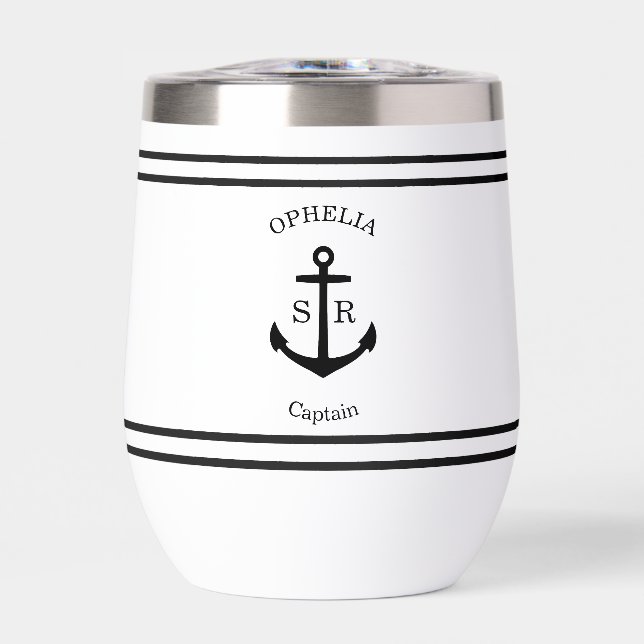 Custom Anchor Emblem Thermal Wine Tumbler (Front)