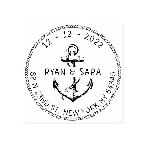 Custom Anchor Round Address  Rubber Stamp