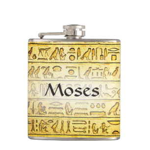Custom Ancient Egyptian Hieroglyphs Yellow Flask