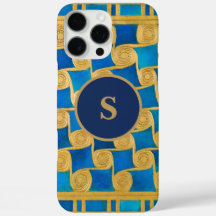 Custom Ancient Egyptian Monogram Blue Gold