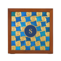 Custom Ancient Egyptian Monogram Blue Gold