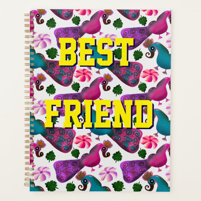 Custom and personalized bird pattern  planner (Front)