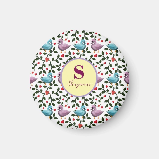 Custom and personalized birds pattern  magnet (Front)