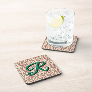 Custom and personalized botanical pattern beverage coaster