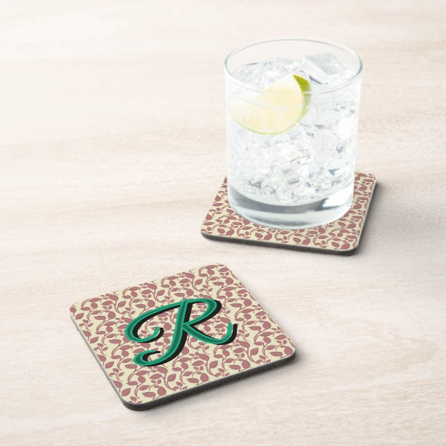 Custom and personalized botanical pattern  beverage coaster (Right Side)
