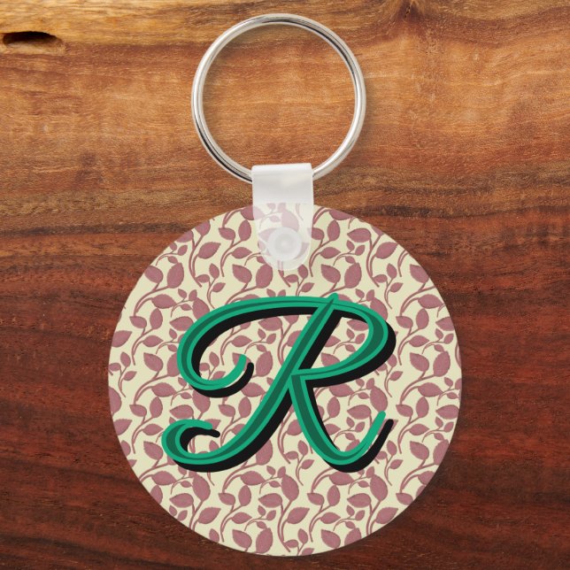 Custom and personalized botanical pattern  keychain (Front)