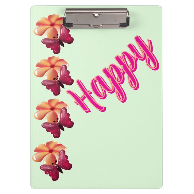 Custom and personalized Butterfly and Flower  Clipboard (Front)